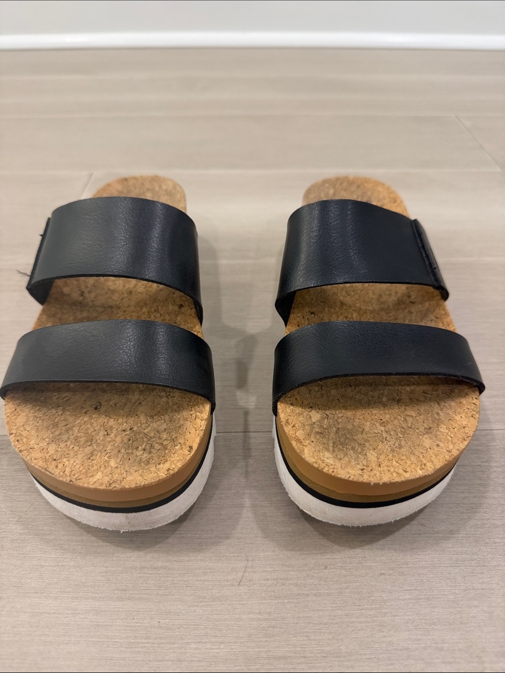Reef Cushion Vista Hi - Black Double-Strap Cork Footbed Sandals - Women's Size 8 - Picture 2 of 5